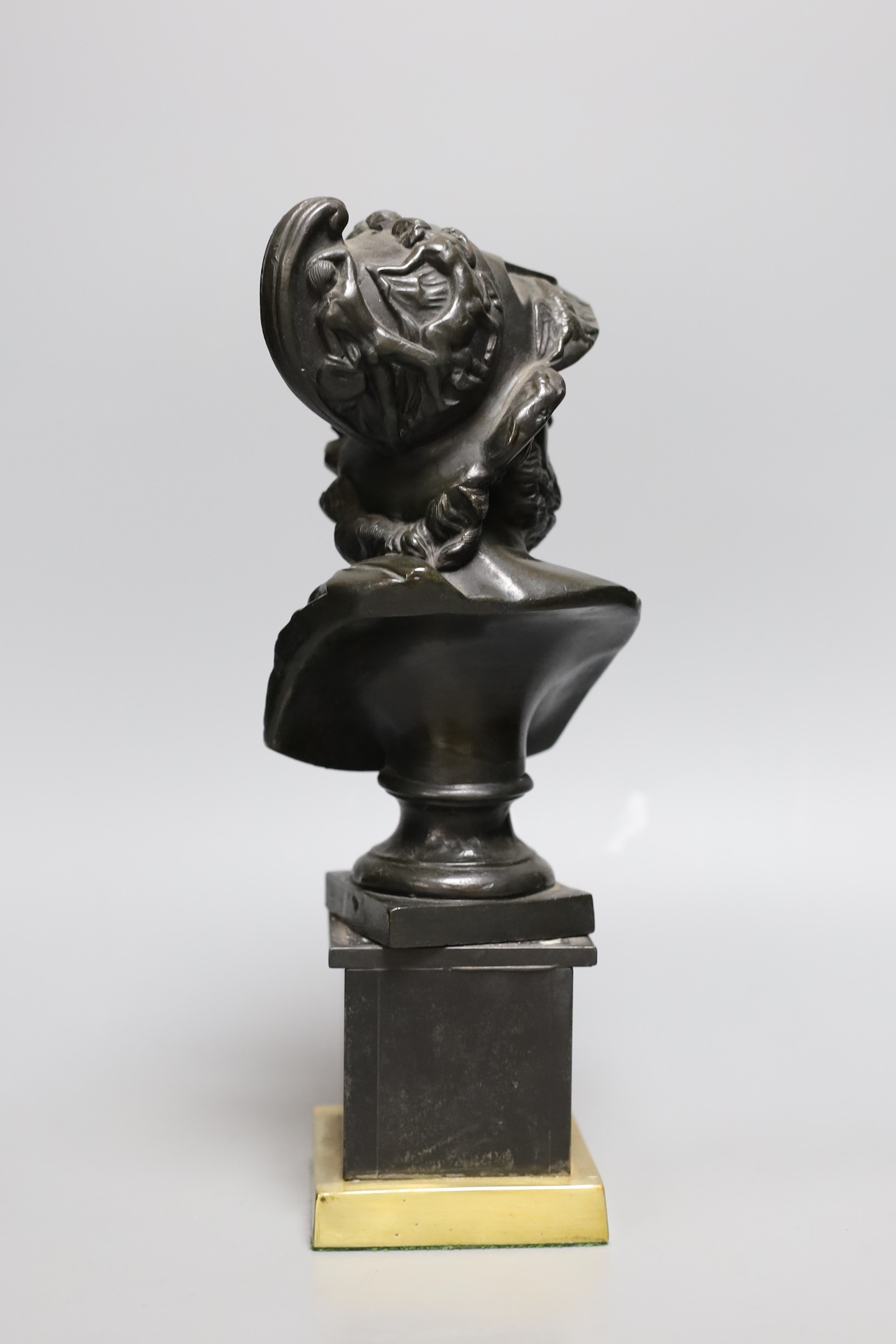 A grand tour style bronze bust of Menalaus 28cm